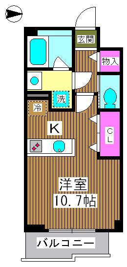 ポラール ノースウイング(1K/2階)の間取り写真