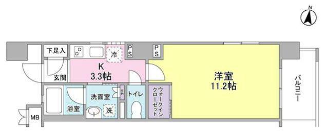 ガーデンコート小石川(1K/4階)の間取り写真