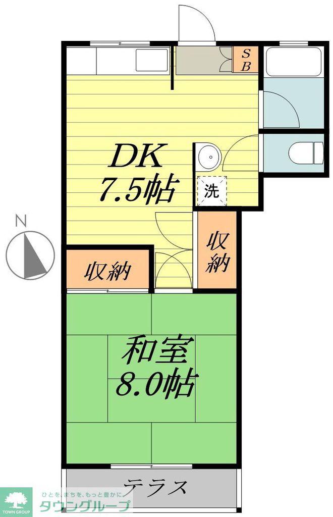 チェリーパーク(1DK/1階)の間取り写真