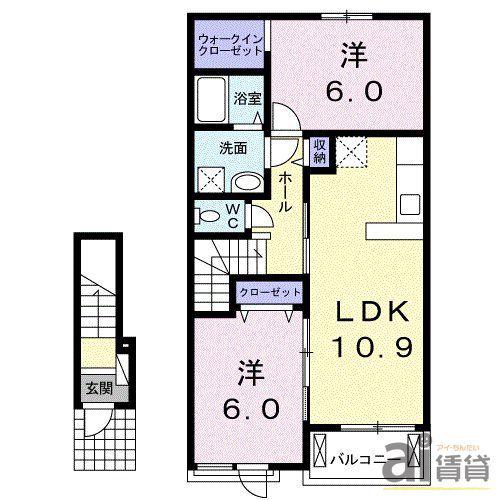 アステール(2LDK/2階)の間取り写真