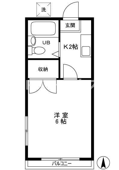 ビーシーム(1K/2階)の間取り写真