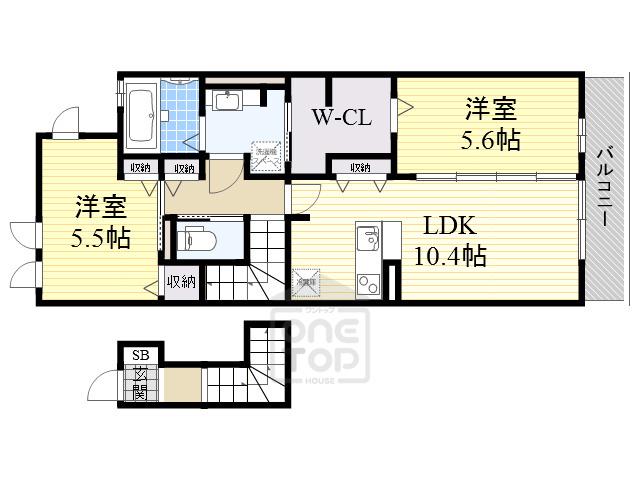 DHOUSEサウス(2LDK/2階)の間取り写真