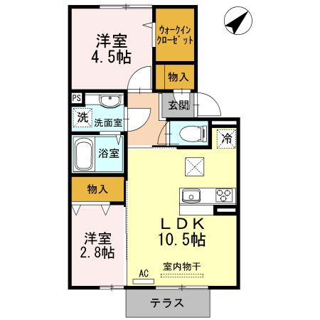 D‐ROOM COCO(2LDK/1階)の間取り写真