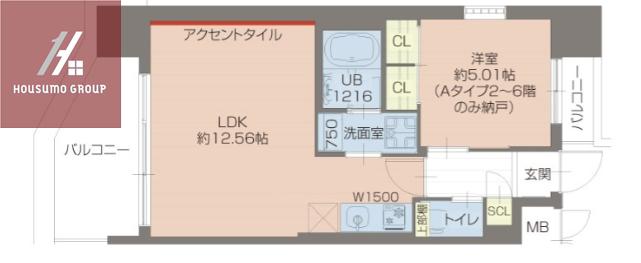 プレジオ玉造(1LDK/5階)の間取り写真