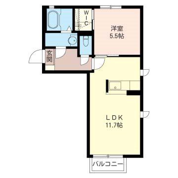 シャンティー(1LDK/2階)の間取り写真