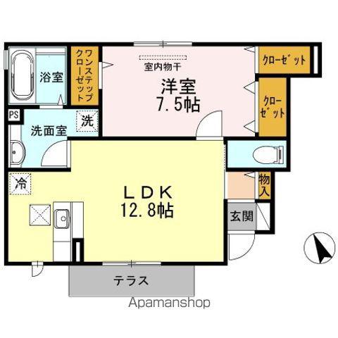ラ・モンテ B棟(1LDK/1階)の間取り写真