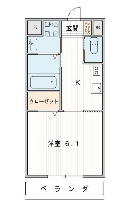 リトルレークV(1K/5階)の間取り写真