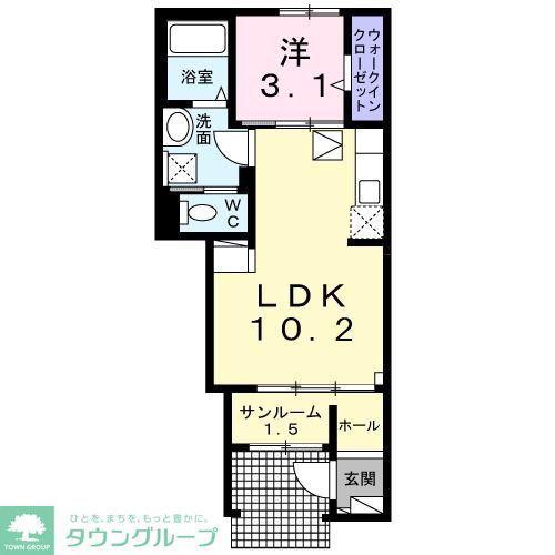 ルピナス(1LDK/1階)の間取り写真