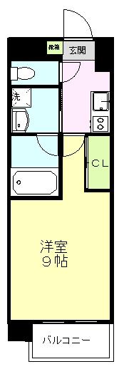 カンファーツリー(1K/9階)の間取り写真
