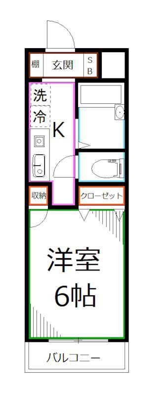 ヴィラ国分寺(1K/1階)の間取り写真