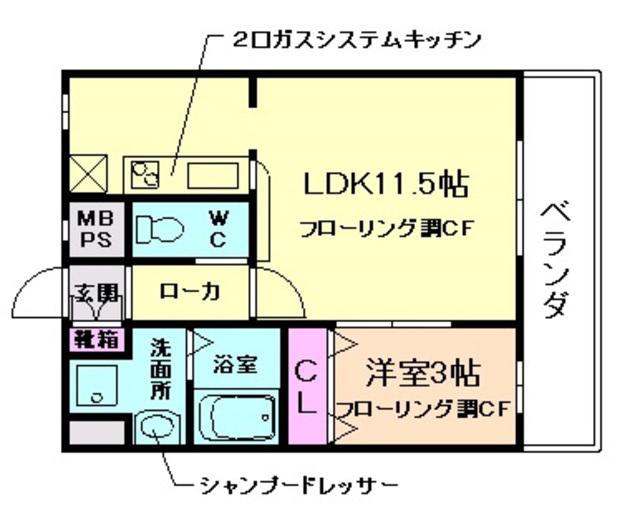 ONE VISION(1LDK/3階)の間取り写真