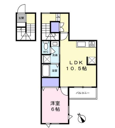 アベニール(1LDK/2階)の間取り写真