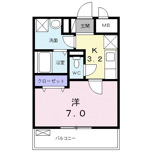ウィステリア(1K/1階)の間取り写真