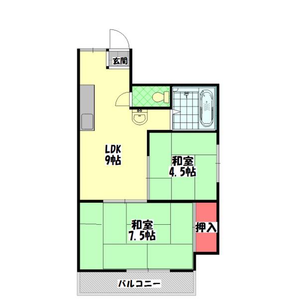 田中マンション(2LDK/4階)の間取り写真