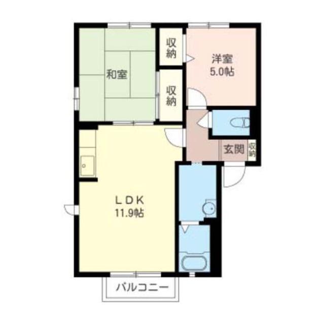 アイリス(2LDK/2階)の間取り写真