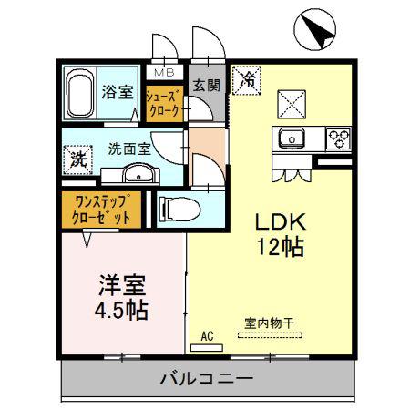 メゾンドゥ エスポワール(1LDK/1階)の間取り写真
