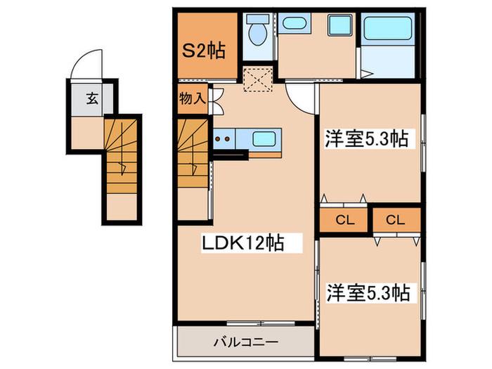 サルーテ(2SLDK/2階)の間取り写真