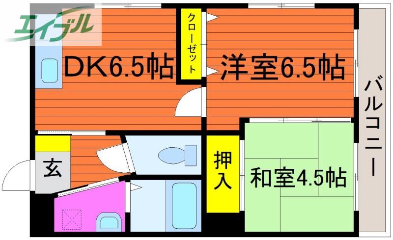ソレイユ今(2DK/2階)の間取り写真
