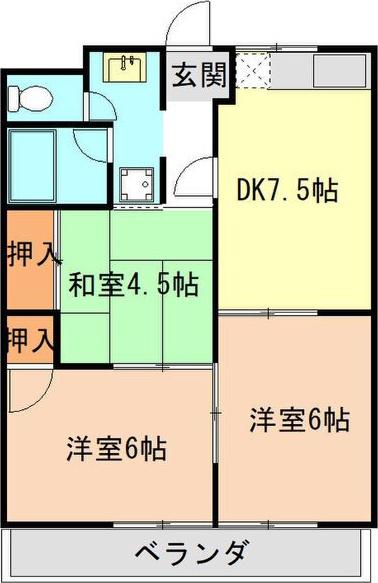 YOUハイツII(3DK/3階)の間取り写真
