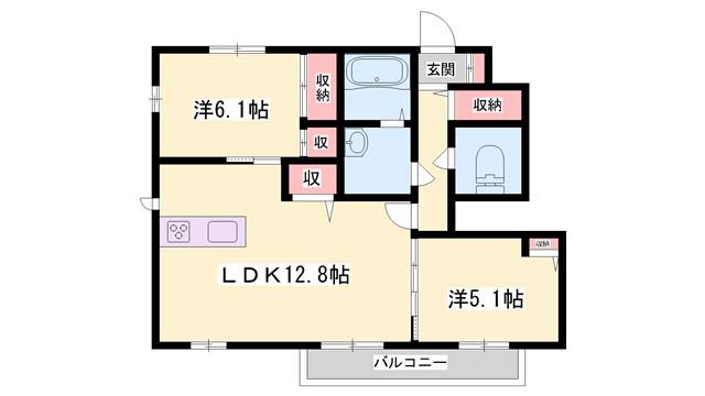 シーサイドビラIII(2LDK/1階)の間取り写真