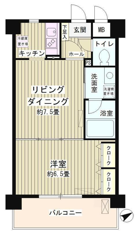ルミエール祐天寺(1LDK/1階)の間取り写真