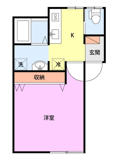 ハイツ牡丹山(1K/2階)の間取り写真