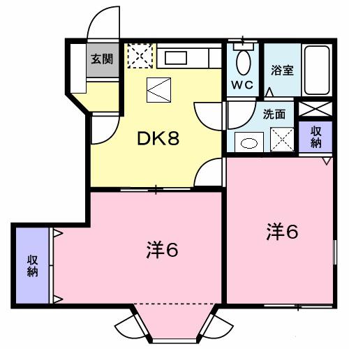 ルーナジェーナ(2DK/1階)の間取り写真