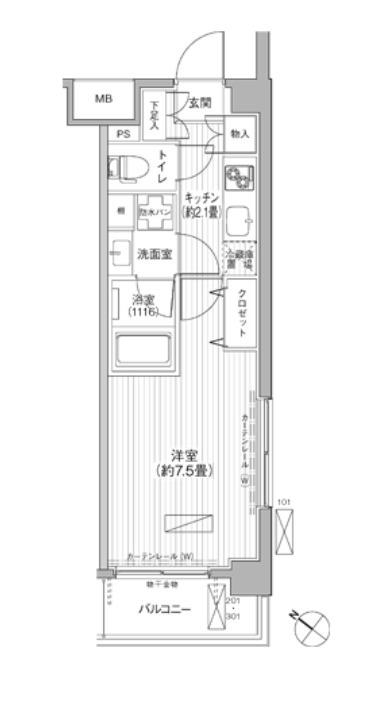 クラール阿佐ヶ(1K/3階)の間取り写真