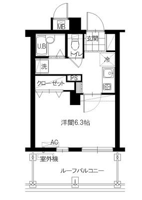 ひまわり倶楽部(1K/3階)の間取り写真