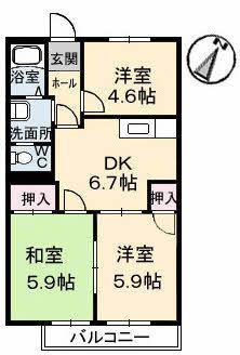 ヴィラ児玉(3DK/1階)の間取り写真