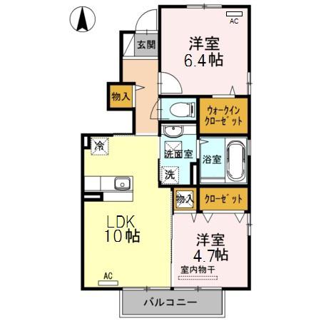 HIMIKOIV(2LDK/1階)の間取り写真