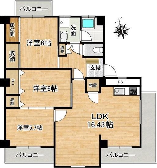 ソラリス(3LDK/3階)の間取り写真