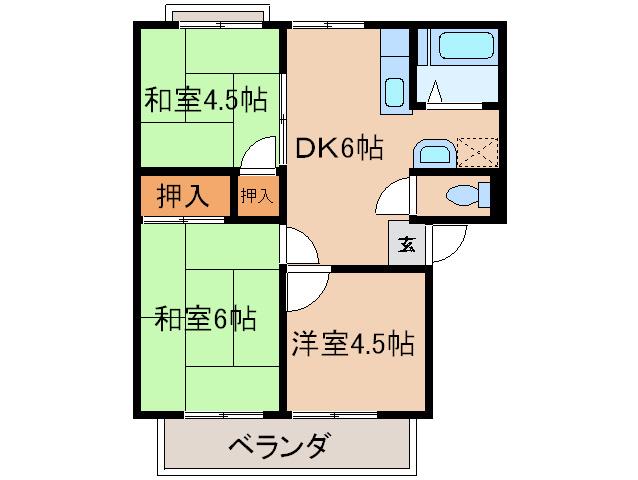 岩本ハイツ(3DK/2階)の間取り写真
