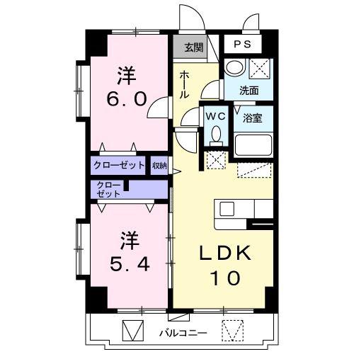 ラ・ルミエール(2LDK/7階)の間取り写真