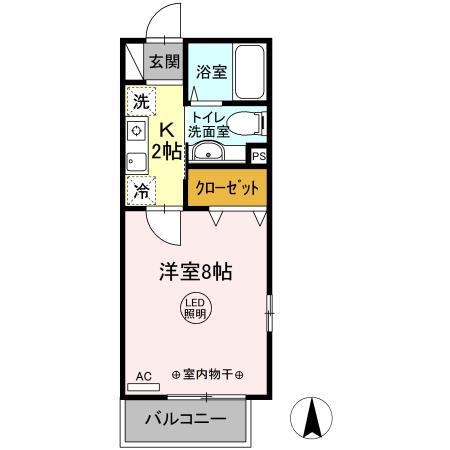 リビエール野川(1K/2階)の間取り写真