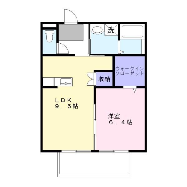 ラポール浜の宮(1LDK/2階)の間取り写真