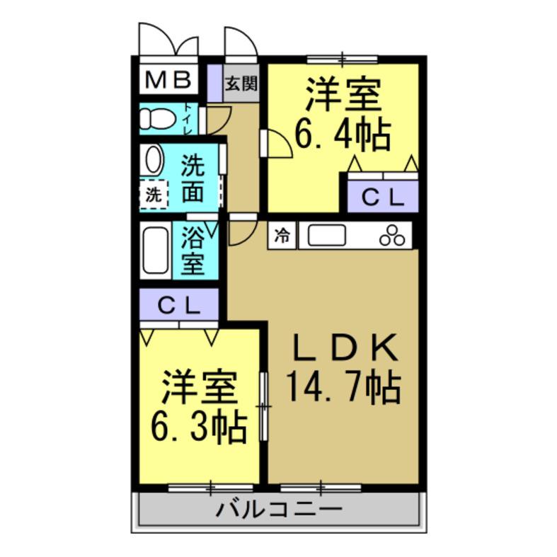 CASA VERDE(2LDK/2階)の間取り写真