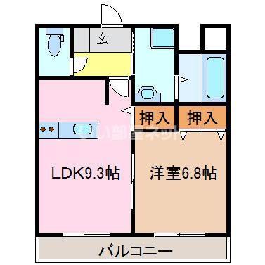M97/70 A(1LDK/2階)の間取り写真