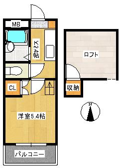 インターファーストビル(1K/3階)の間取り写真