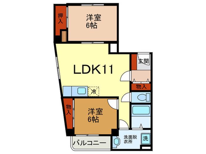 ザ・ライフ寺池北棟(2LDK/1階)の間取り写真