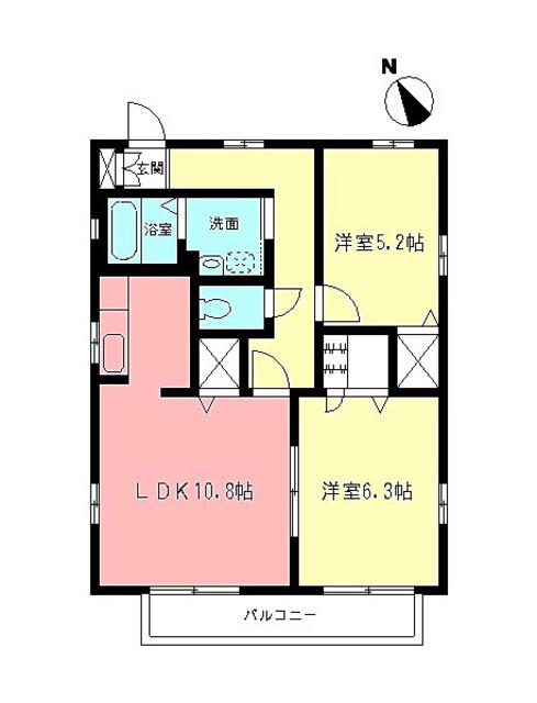 D・D・HOUSE B(2LDK/1階)の間取り写真
