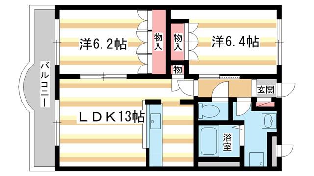 アスール(2LDK/3階)の間取り写真