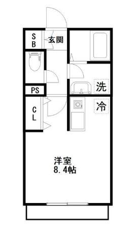 V-ROOM1(ワンルーム/2階)の間取り写真