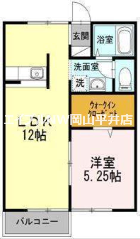 ベルジュールB(1LDK/1階)の間取り写真