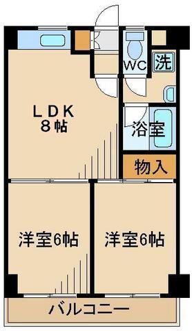 キャッスル都(2DK/5階)の間取り写真