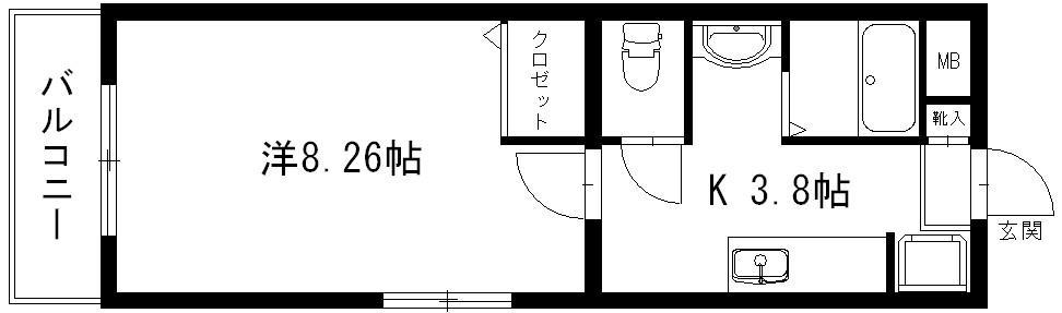 ＪＲ東海道本線 浜松駅 バス乗車時間：40分 最寄りバス停で下車 徒歩5分 4階建 築18年(1K/4階)の間取り写真