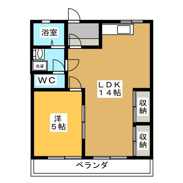 スカイハイツ(1LDK/2階)の間取り写真