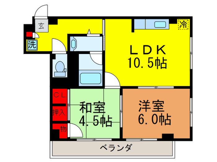 グリーンコーポ高島(2LDK/4階)の間取り写真