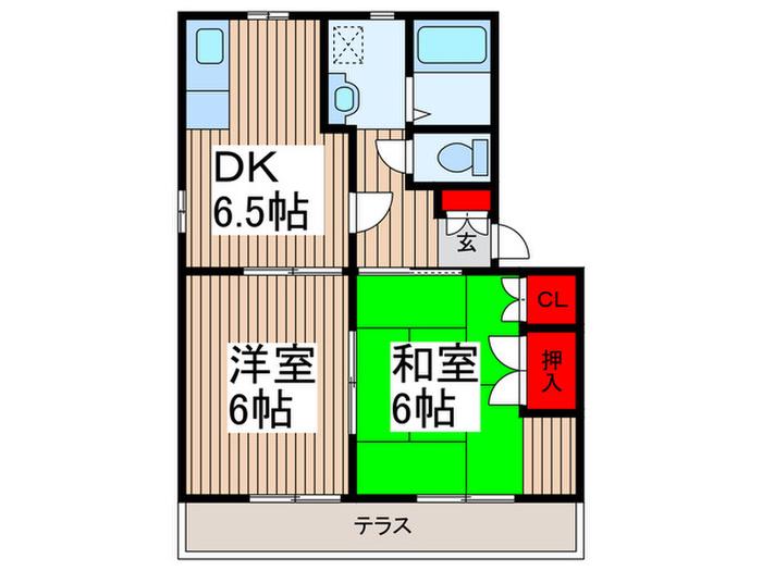 メゾン・ソレイユ(2DK/1階)の間取り写真