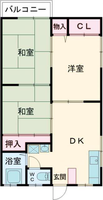 白川アパート(3DK/2階)の間取り写真